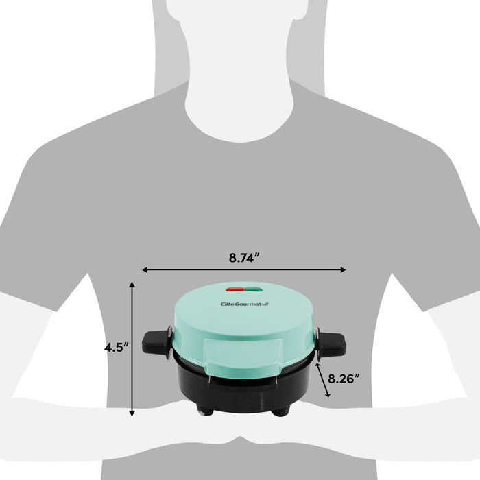 8.74" width (from handle to handle) 4.5" height, 8.26" depth
