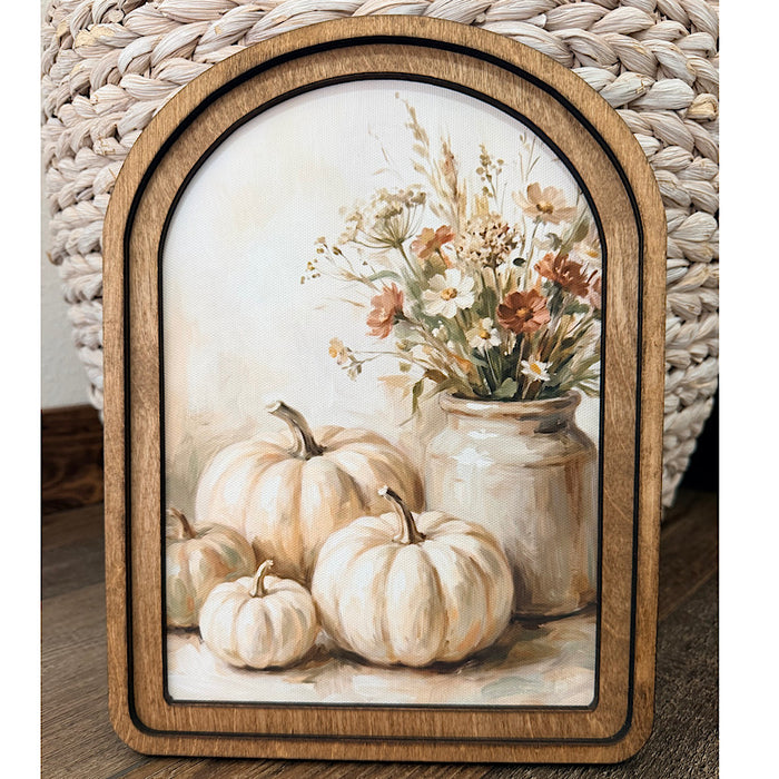 Arch Top Cream Pumpkins Framed Art