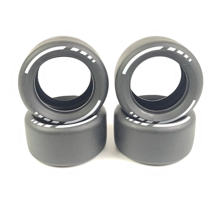 Bedruckter Slick - Reifen im Rennsport, bestehend aus 4 Slick - Reifen und 4 galvanisierten Felgen (4410+15038) - LesDiy -