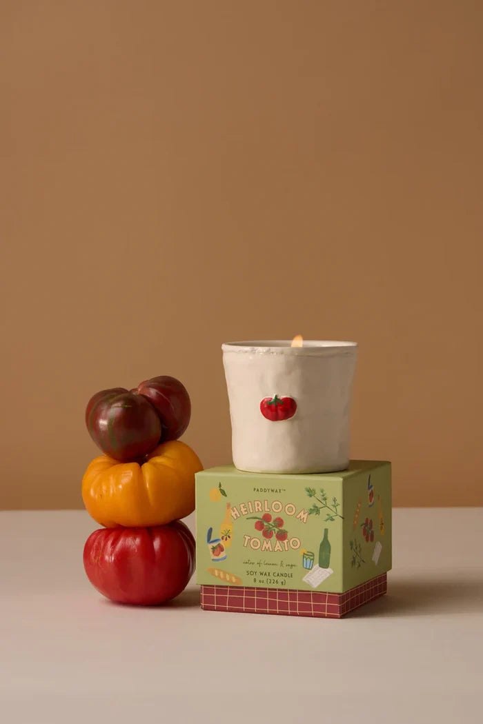 Bistro Tomato Embossed Ceramic Candle - Heirloom Tomato