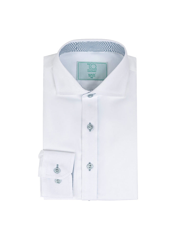Boy's Illusion Non-Iron Contrast Shirt - Light Blue