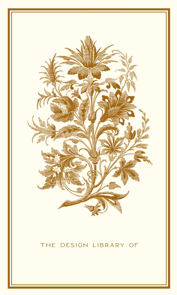 Customizable 'This Design Library of' Floral Tapestry Bookplate Stickers