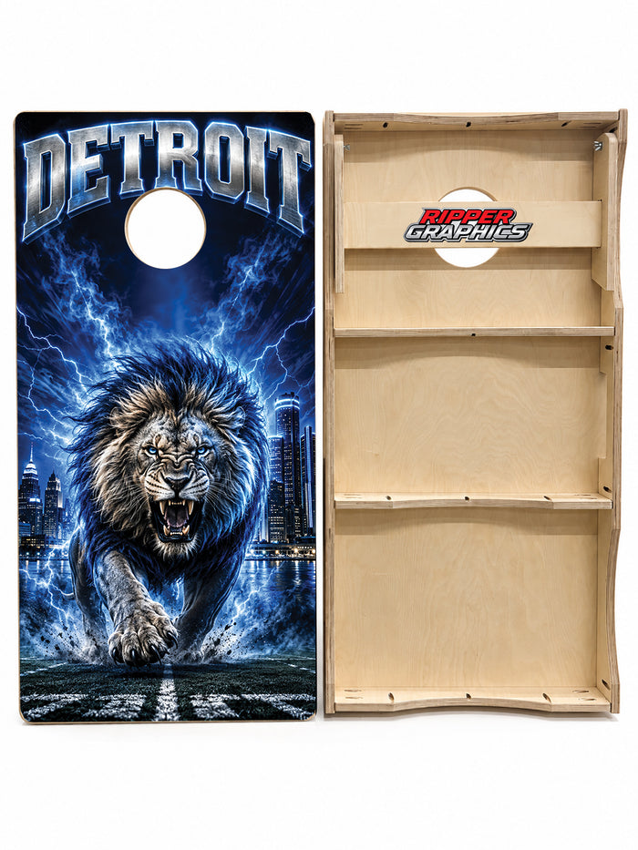 Detroit Lions Electric City Inspired Cornhole Design