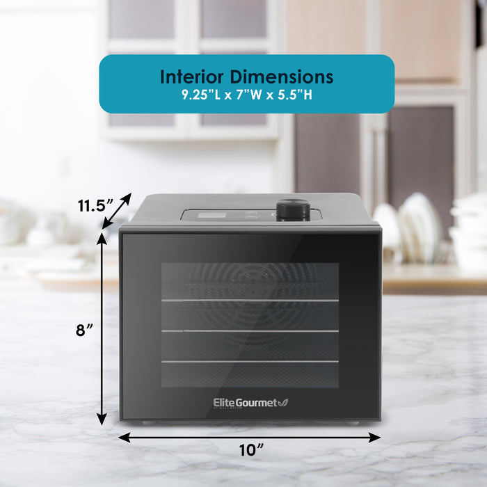 Interior Dimensions: 9.25"L x 7"W x 5.5"W. Exterior Dimensions: 11.5"L x 10"W x 8"H.