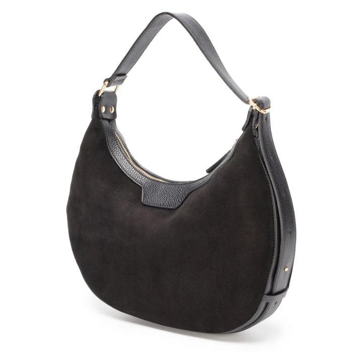 Elie Beaumont Shoulder Handbag - Crescent Suede Black