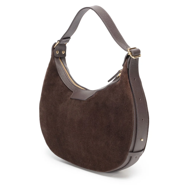 Elie Beaumont Shoulder Handbag - Crescent Suede Brown