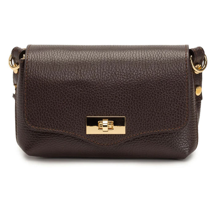 Elie Beaumont Twist Clasp Crossbody Bag - Chocolate