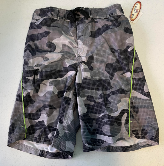FS84 Grey Camo and Green Men's Swim Shorts SIZE Small