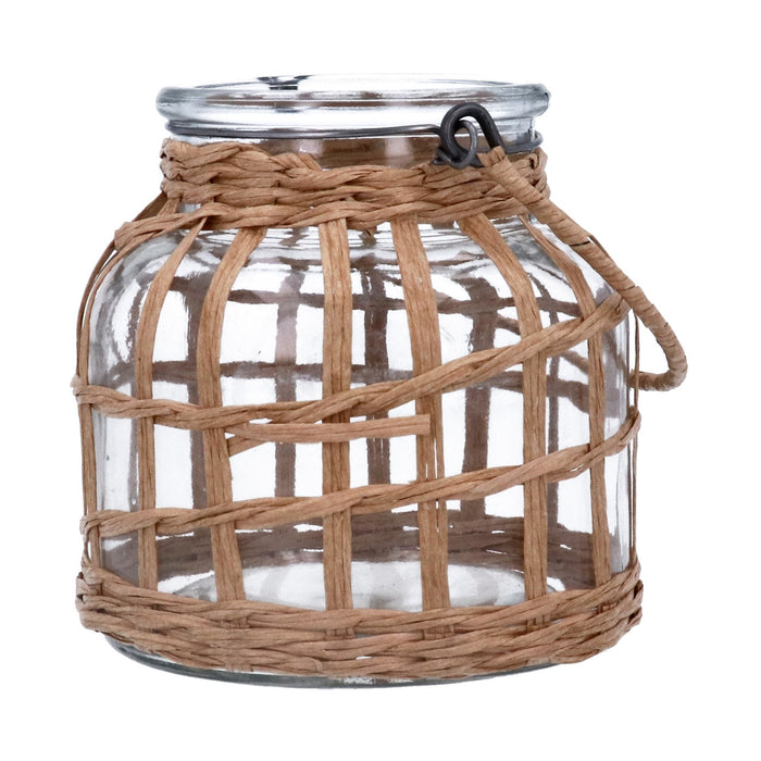 Gisela Graham Glass Lantern - Rattan