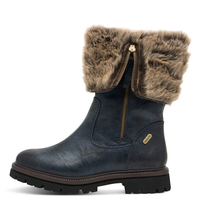 Marco Tozzi Fur Lined Boots - Navy