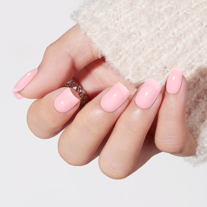 Modelones Pink Press on Nails Short Square, 32Pcs 16 Sizes Fake Nails