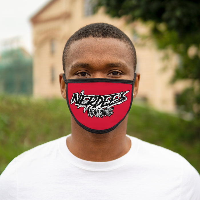 Nerdee's - The Nerd Bizz - "Scratch" (WHT Design 01) - Mixed-Fabric Face Mask (Adult Large Fit) - Dark Red