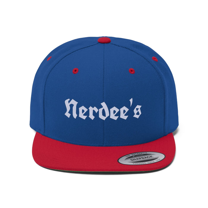 Nerdee's OE Logo (WHT) - Unisex Flat Bill Hat