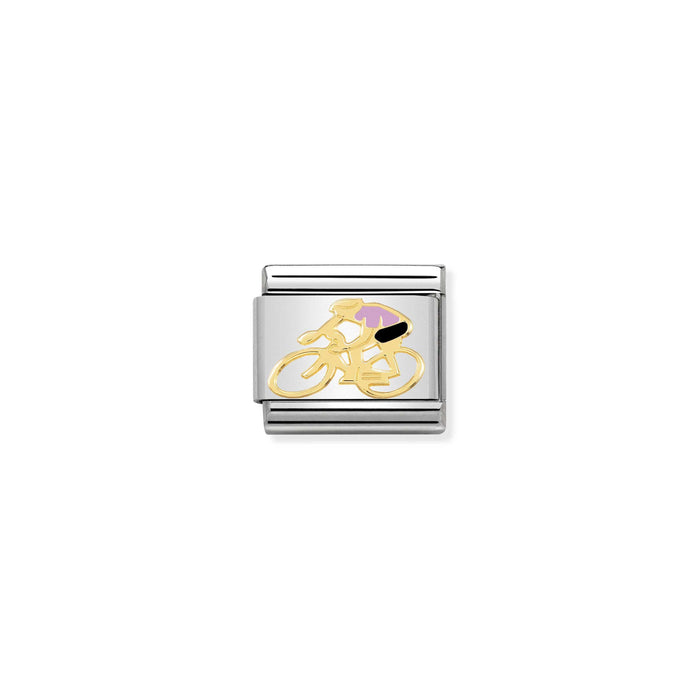Nomination Classic Link 18k Gold Charm - Cyclist Pink
