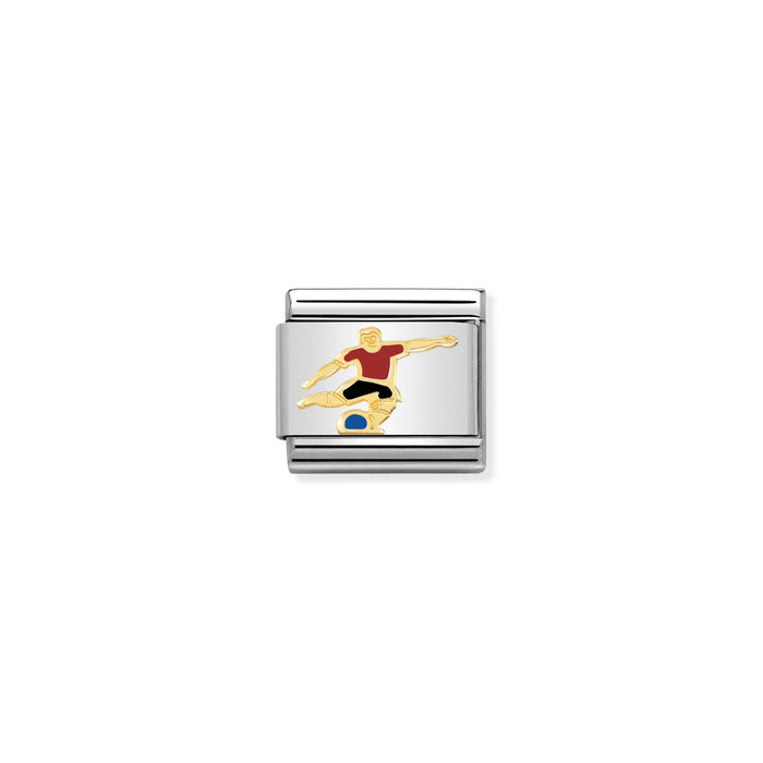 Nomination Classic Link 18k gold Soccer player Charm - RED