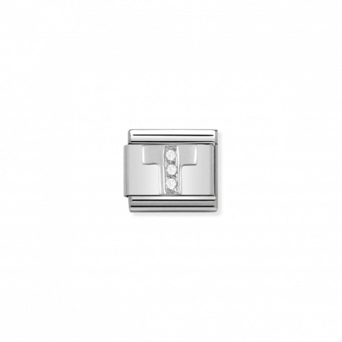 Nomination Classic Link Alphabet Silver and Cubic Zirconia Letter T Charm