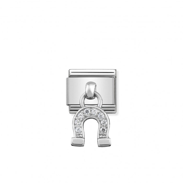 Nomination Classic Link Charm Silver and Cubic Zirconia Horseshoe Pendant Charm