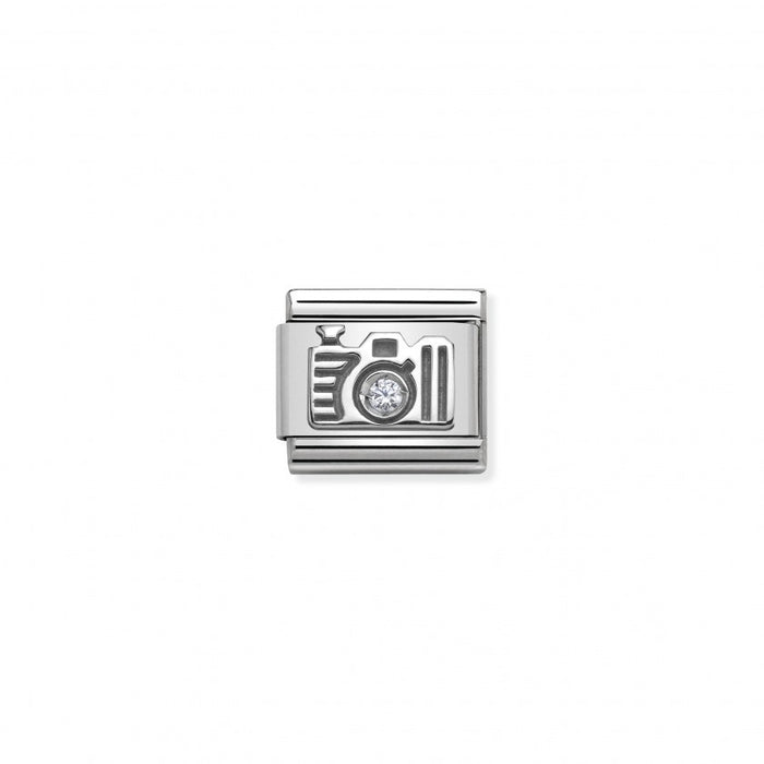 Nomination Classic Link Cubic Zirconia and Silver Camera Charm