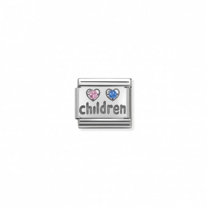 Nomination Classic Link Cubic Zirconia and Silver Pink and Blue Children Charm