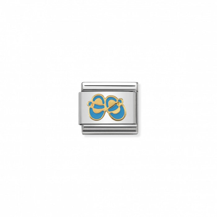 Nomination Gold and Enamel Light Blue Baby Shoes Charm