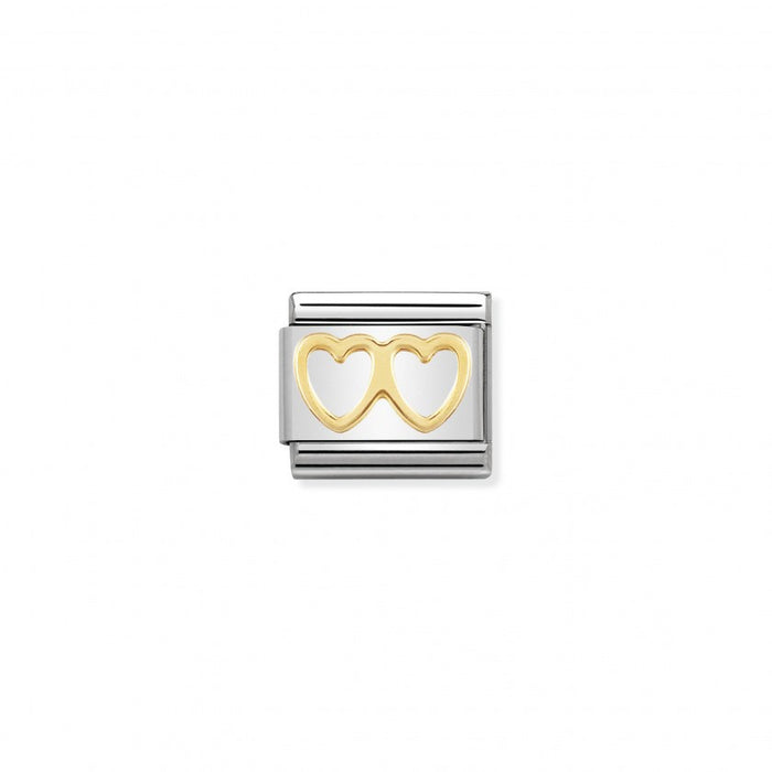 Nomination Classic Link Gold Double Heart Charm