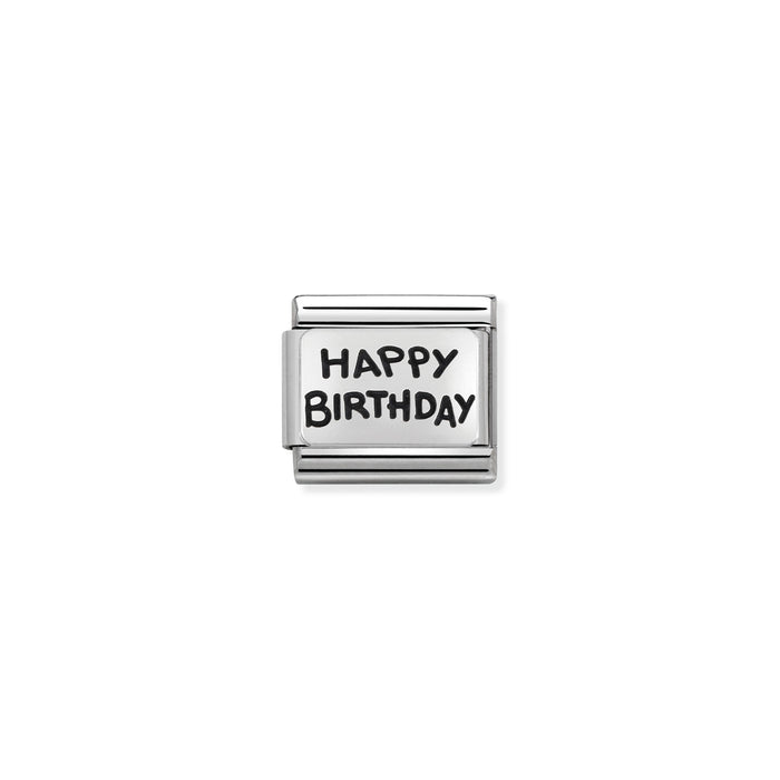 Nomination Classic Link Oxidized Silver Happy Birthday Charm