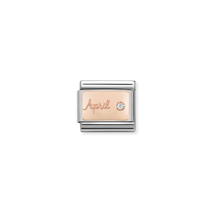 Nomination Classic Link Stone of the Month Rose Gold April Diamond