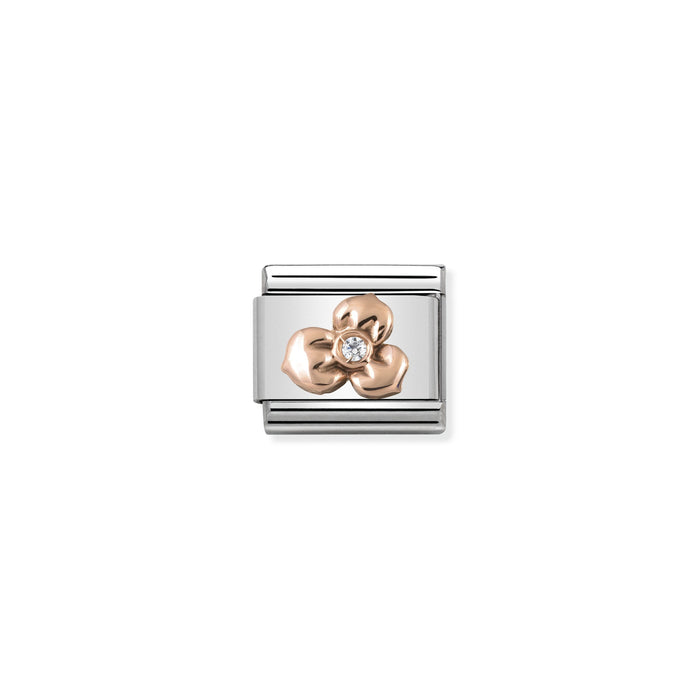 Nomination Classic Link Symbols 9K Rose Gold and Cubic Zirconia Flower
