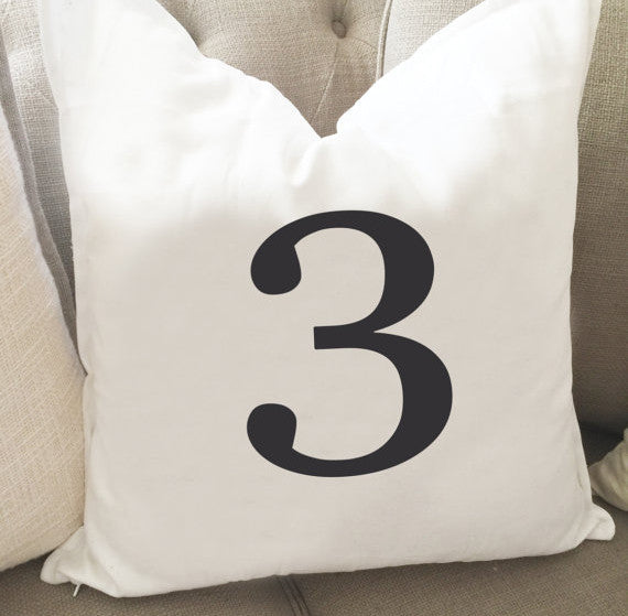Numbered Throw Pillow Cover 0-10