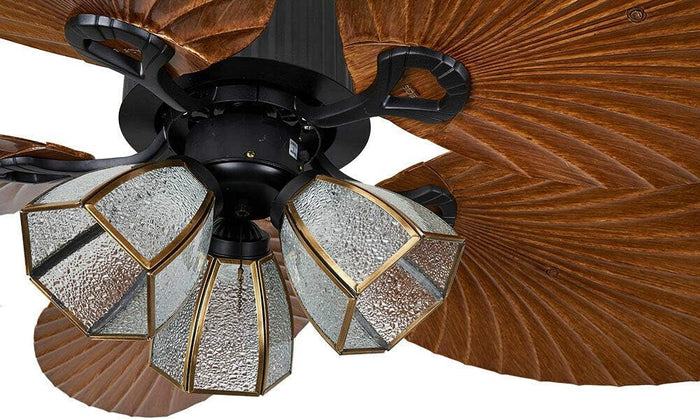 Palm Leaf Ceiling Fan With Light & Remote - Canva Home