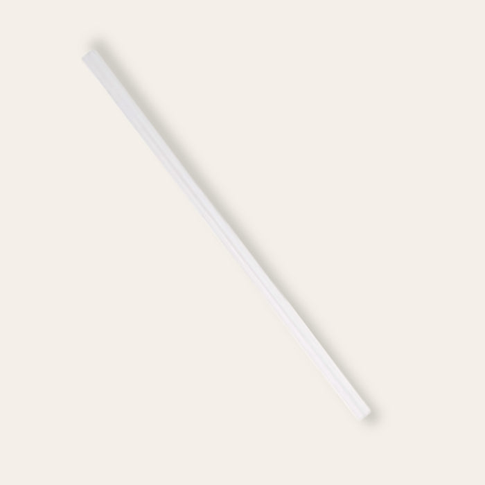 A single white Replacement Straw ONLY for The Darling Effect 40 oz Tumbler lies diagonally on a plain, light backgroundโideal for keeping your tumbler ready to use.