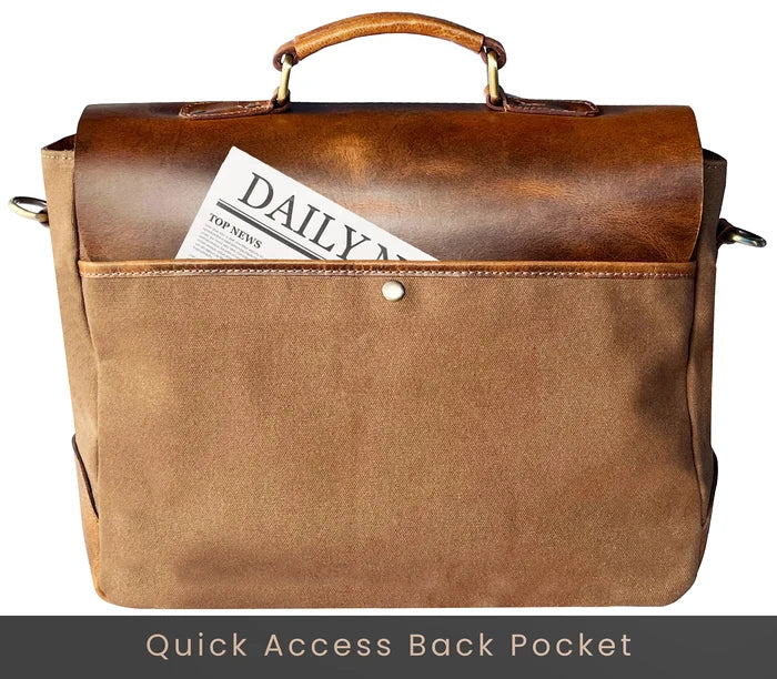 Retro Style Leather Canvas Messenger Bag Briefcase Laptop Bag (Olive Green)