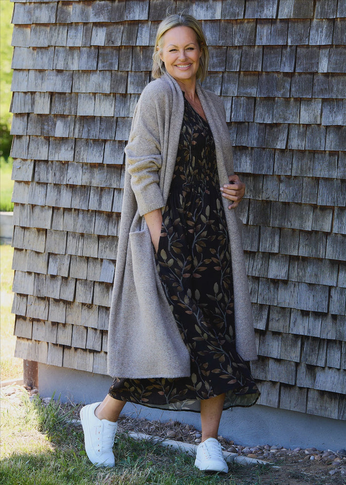 Roll Neck Coatigan - Mink