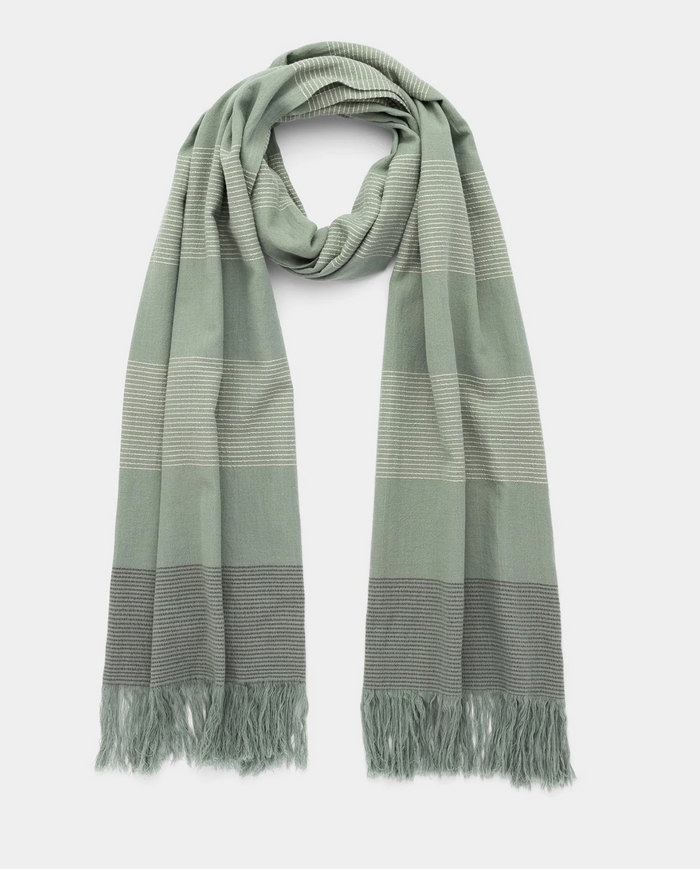 Sage Green Striped GOT's Cotton Scarf/ Shawl - Help Break the Cycle of Poverty!