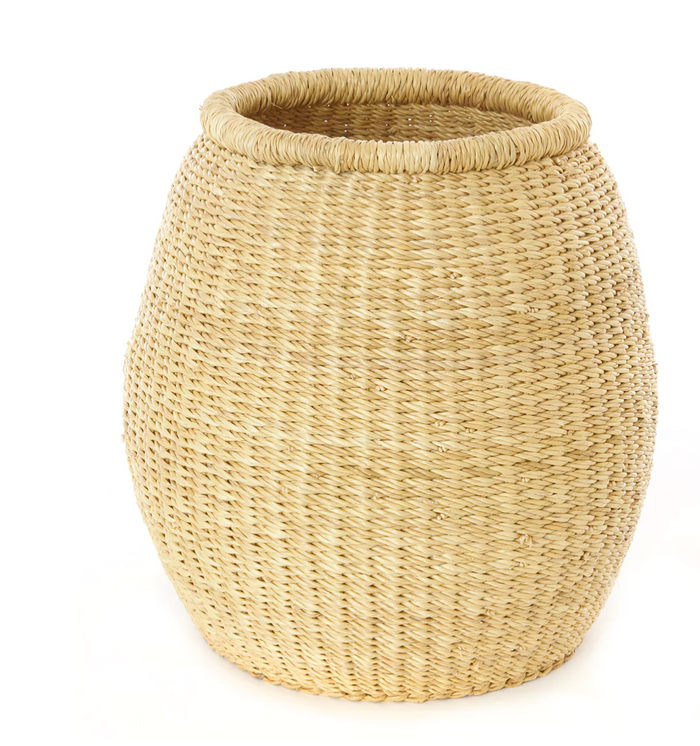 Set of 2 Tall Handwoven Barrel Storage Baskets, Elephant Grass, Fair Trade & Eco-Friendly