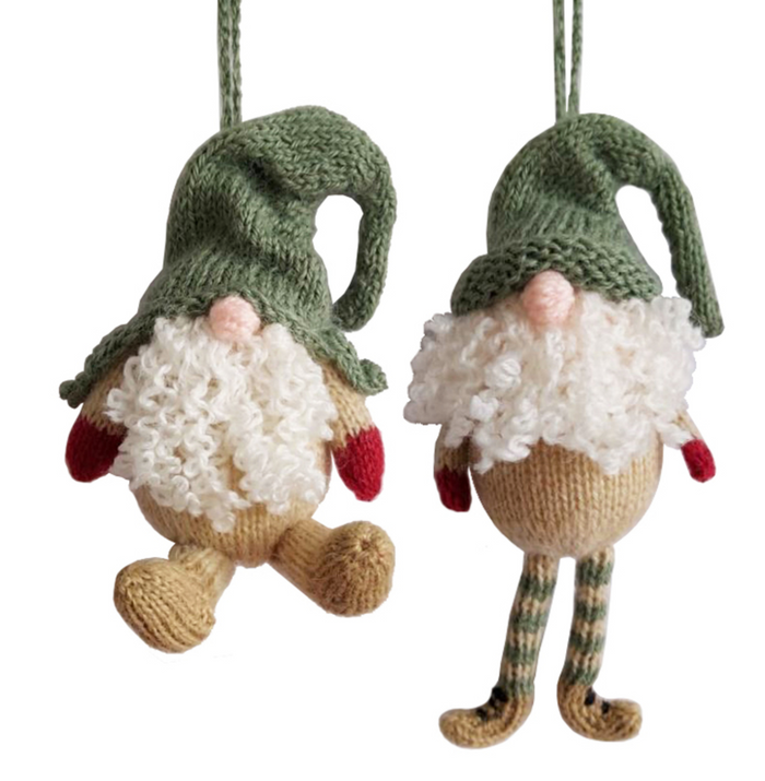 Set of 6 Hand knit Gnome Ornaments, Fair Trade, Peru