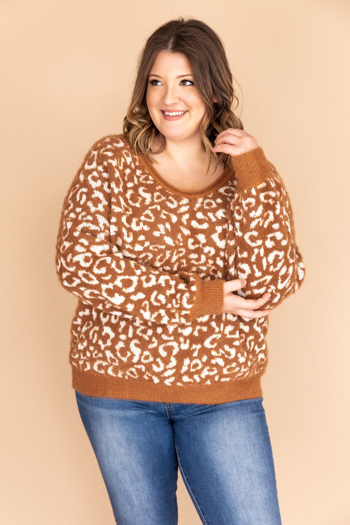 Time To Yourself Animal Print Brown Sweater FINAL SALE