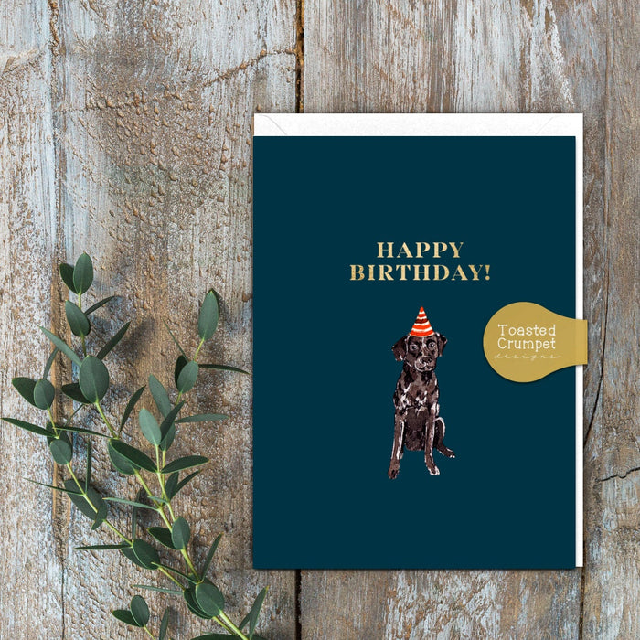 Toasted Crumpet Petite Greetings Card - Happy Birthday Labrador