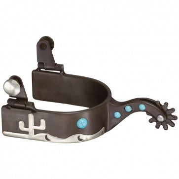 Tough1® Antique Brown Turquoise Stone & Cactus Spurs