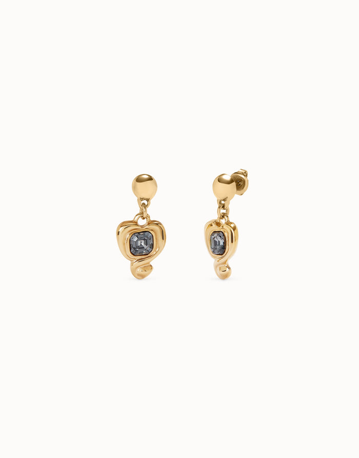UNOde50 Gold Expressive Earrings - Black Crystal