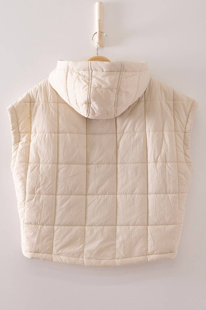 VERY J - NJ90482-Quilted Hooded Puffer Vest