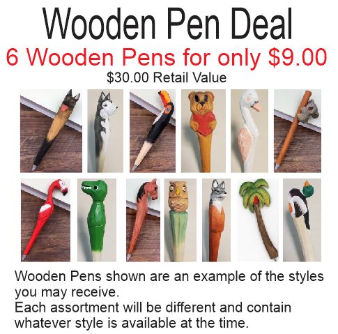 Wooden Pen Deal 6 Assorted Random Styles