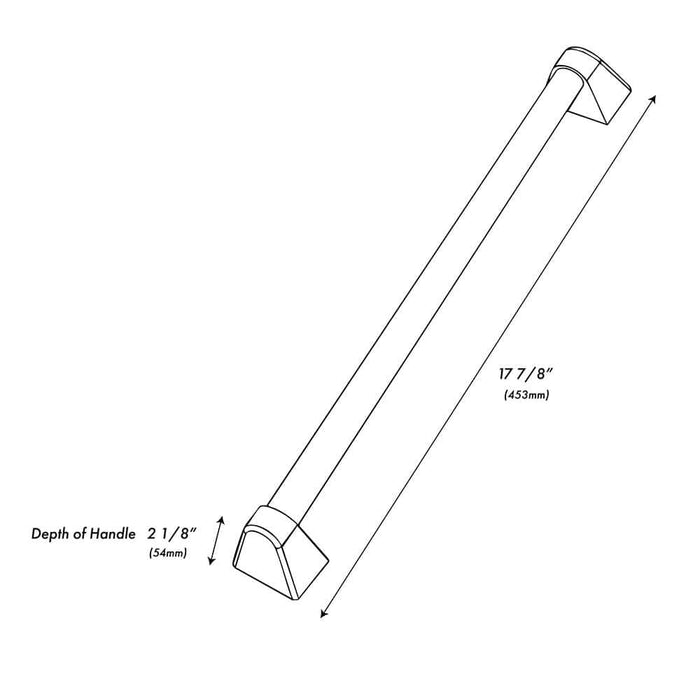 ZLINE 24 in. Autograph Edition Dishwasher Helix Handle (Set of 1) in Polished Nickel (DWHZ-K-PN-24) dimensional diagram.