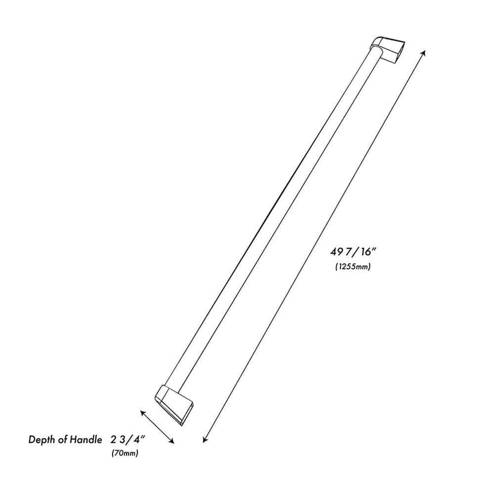 ZLINE Autograph Edition Column Refrigeration Helix Handle (Set of 1) in Matte Black (RCHZ-K-MB) dimensional diagram.