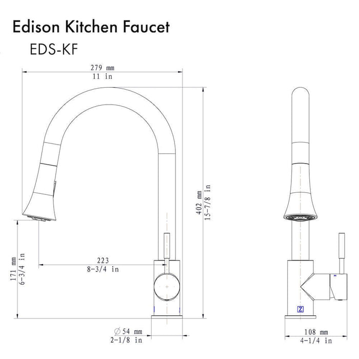 ZLINE Edison Kitchen Faucet in Matte Black (EDS-KF-MB)