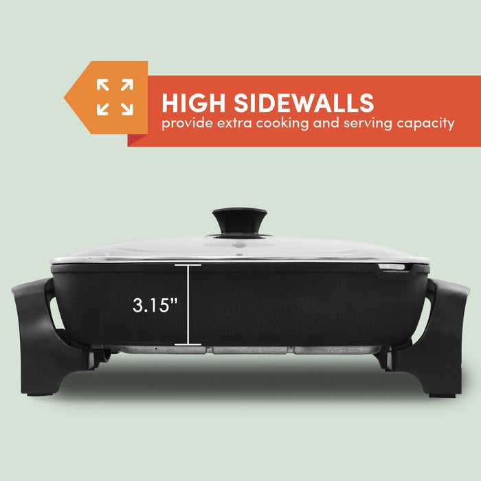 HIGH SIDEWALLS provide extra cooking and serving capacity. 3.15" Wall height