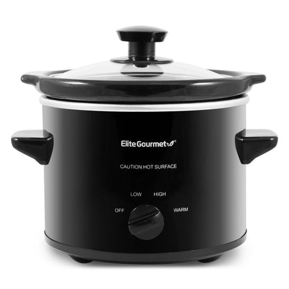 2 Qt. Electric Slow Cooker with Glass Lid (Black))