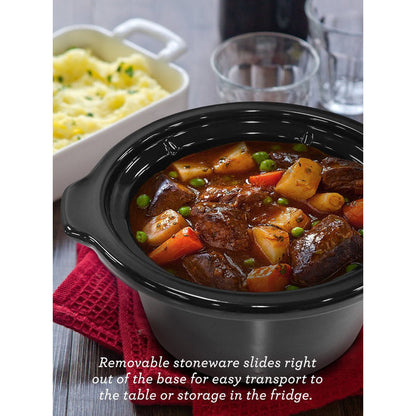 Removable stoneware slides right out of the base for easy transport to the table or storage in the fridge. Stoneware pot with tasteful curry.