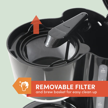 REMOVABLE FILTER and brew basket for easy clean up