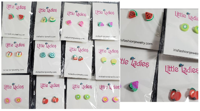 A140 Little Ladies Fruit Earring Assortment Pack of 12